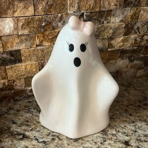 Ceramic Ghost With Pink Bow